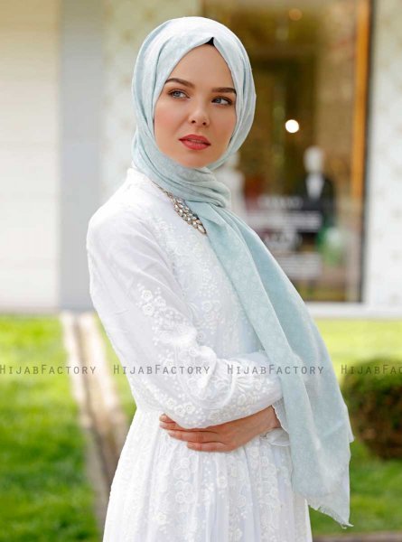 Duriya - Light Green Patterned Hijab - Sal Evi