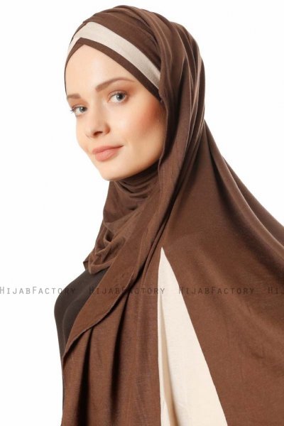 Duru - Brown & Taupe Jersey Hijab