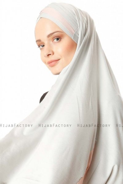 Duru - Light Grey & Dusty Pink Jersey Hijab