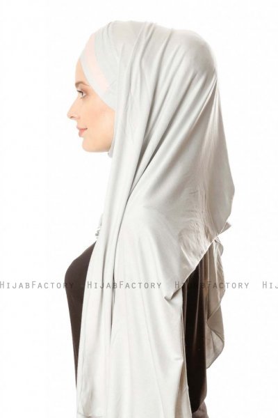 Duru - Light Grey & Dusty Pink Jersey Hijab