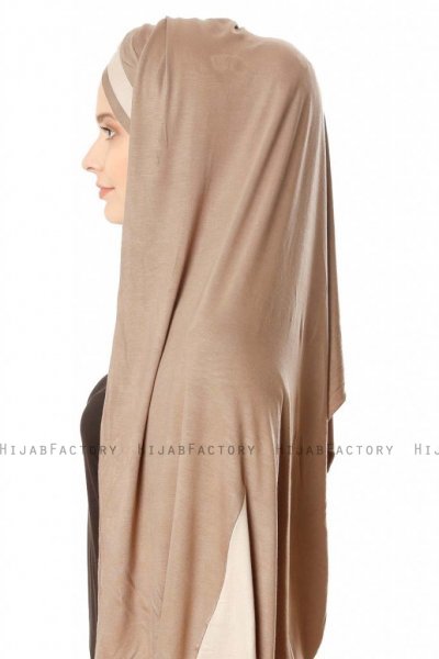 Duru - Dark Taupe & Taupe Jersey Hijab