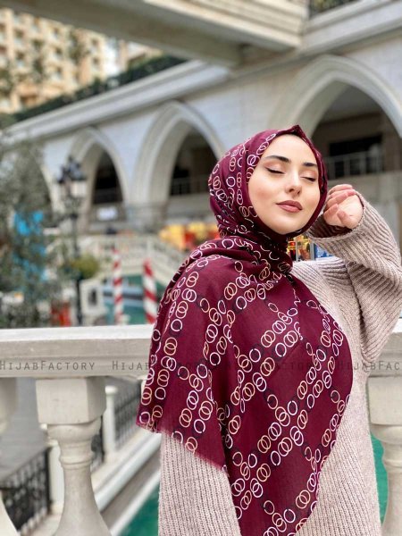 Elyas - Bordeaux Patterned Cotton Hijab - Mirach