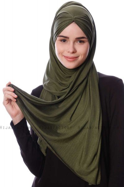 Eslem - Khaki Pile Jersey Hijab - Ecardin