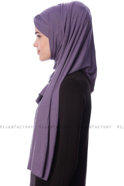 Eslem - Dark Purple Pile Jersey Hijab - Ecardin