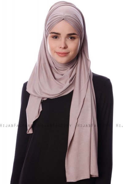 Eslem - Stone Grey Pile Jersey Hijab - Ecardin