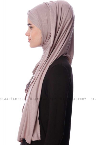 Eslem - Stone Grey Pile Jersey Hijab - Ecardin