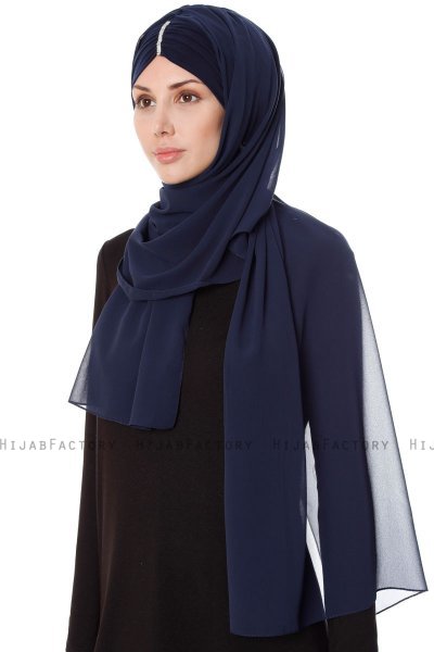 Evren - Navy Blue Chiffon Hijab