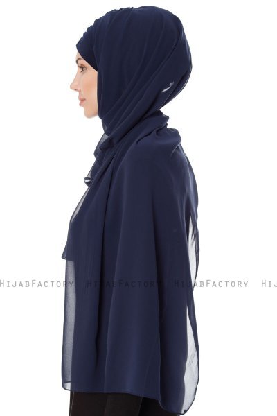 Evren - Navy Blue Chiffon Hijab