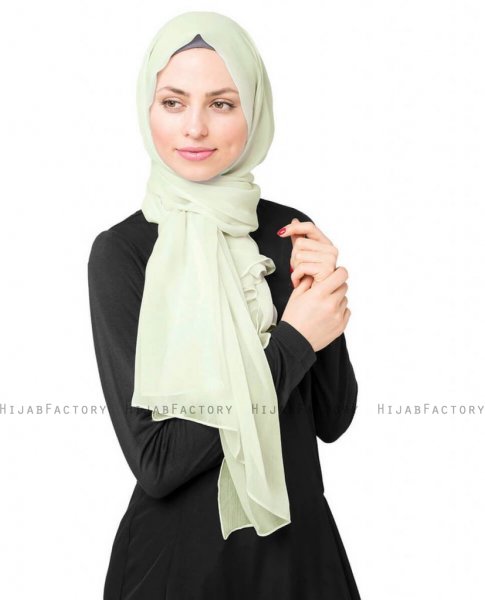Fairest Jade Ljusgrön Poly Chiffon Hijab Sjal 5RA46a