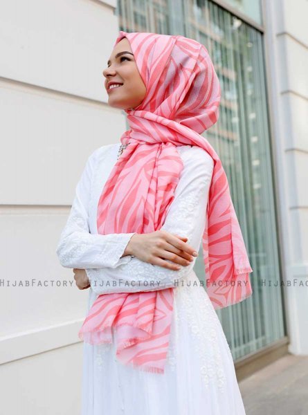 Famida - Pink Patterned Hijab - Sal Evi