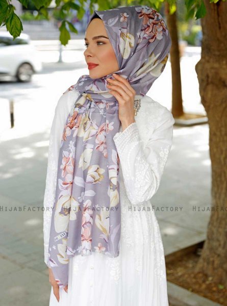 Fani - Purple Patterned Hijab - Sal Evi