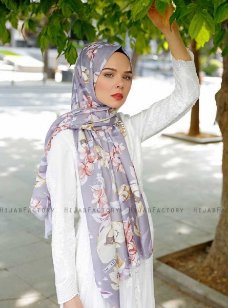Fani - Purple Patterned Hijab - Sal Evi