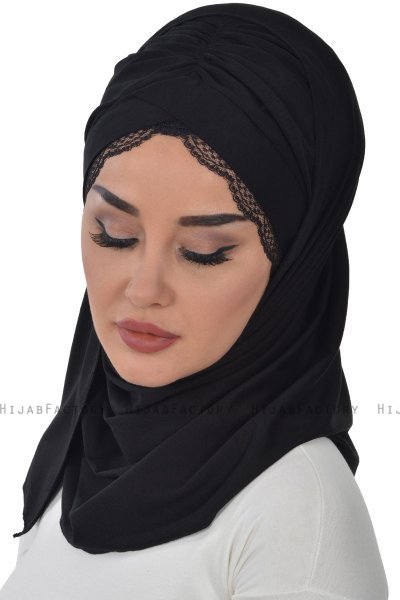 Filippa - Black Practical Cotton Hijab - Ayse Turban