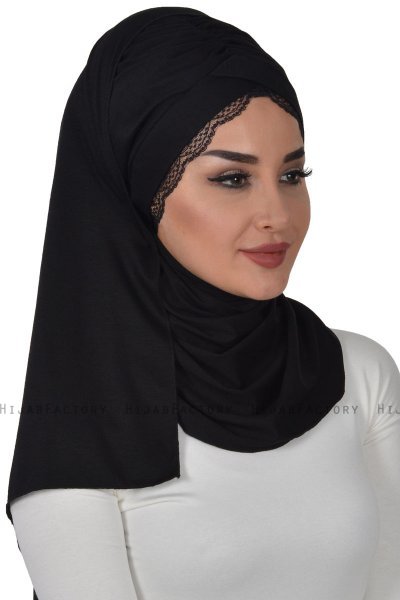 Filippa - Black Practical Cotton Hijab - Ayse Turban