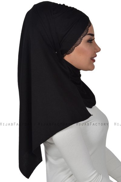 Filippa - Black Practical Cotton Hijab - Ayse Turban
