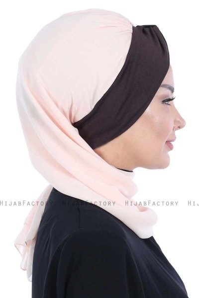Gill - Beige & Brown Chiffon Turban