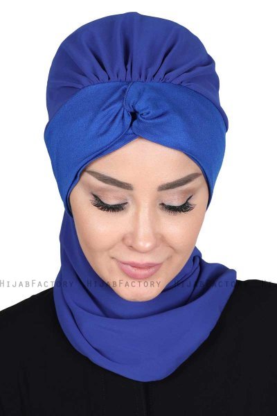 Gill - Blue & Blue Chiffon Turban