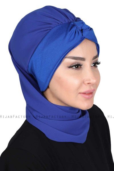 Gill - Blue & Blue Chiffon Turban