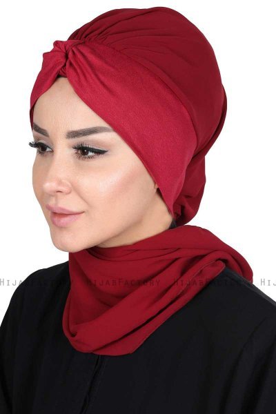 Gill - Bordeaux & Bordeaux Chiffon Turban