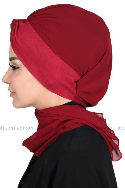 Gill - Bordeaux & Bordeaux Chiffon Turban