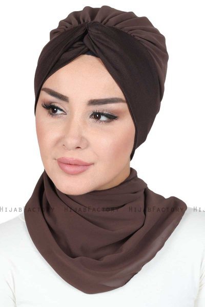 Gill - Brown & Brown Chiffon Turban