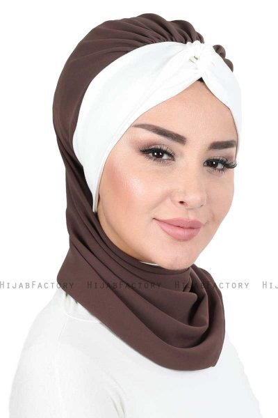 Gill - Brown & Creme Chiffon Turban