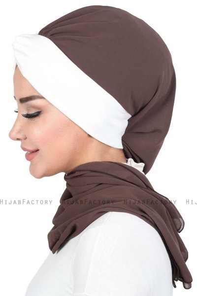 Gill - Brown & Creme Chiffon Turban