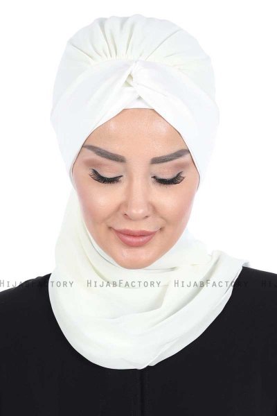 Gill - Creme & Creme Chiffon Turban