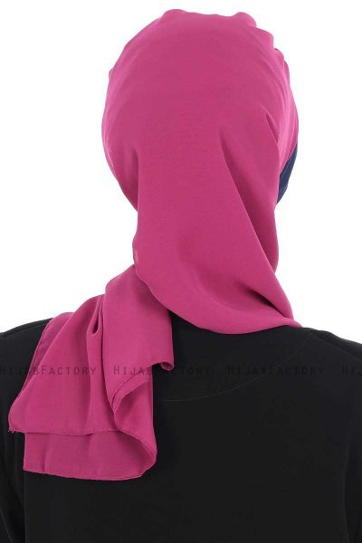 Gill - Fuchsia & Navy Blue Chiffon Turban
