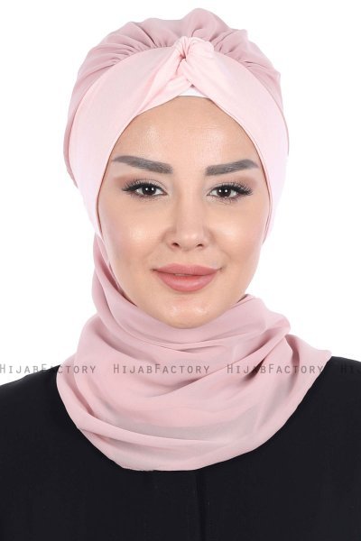 Gill - Dusty Pink & Dusty Pink Chiffon Turban