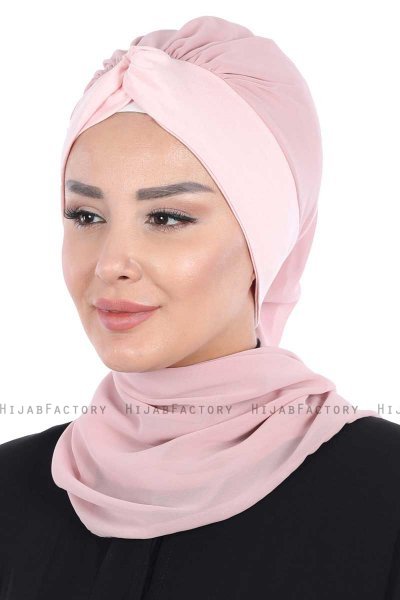 Gill - Dusty Pink & Dusty Pink Chiffon Turban