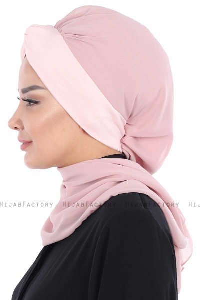 Gill - Dusty Pink & Dusty Pink Chiffon Turban