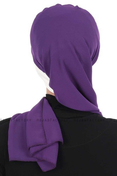 Gill - Purple & Creme Chiffon Turban