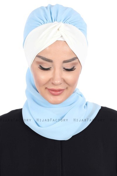 Gill - Light Blue & Creme Chiffon Turban