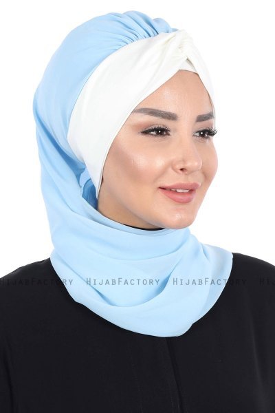 Gill - Light Blue & Creme Chiffon Turban