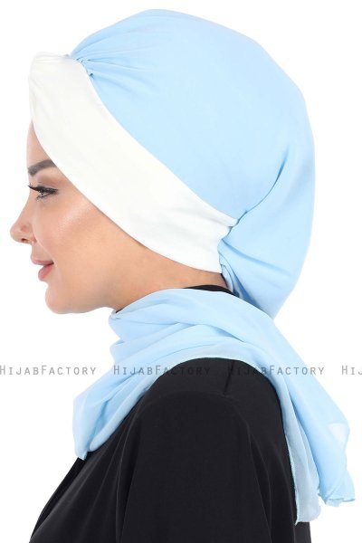 Gill - Light Blue & Creme Chiffon Turban