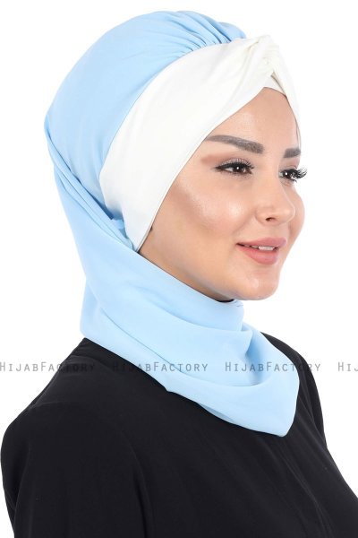 Gill - Light Blue & Creme Chiffon Turban
