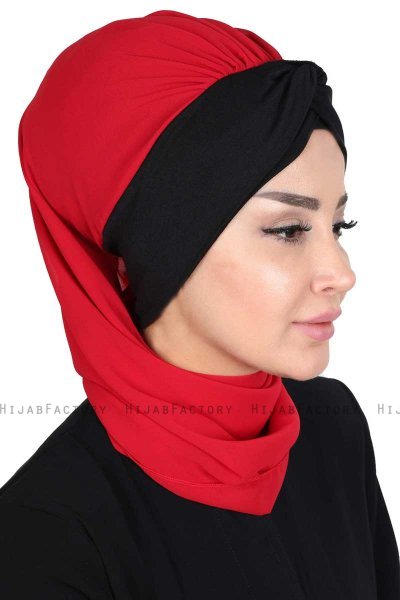 Gill - Red & Black Chiffon Turban