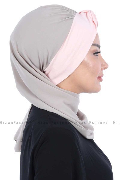 Gill - Taupe & Dusty Pink Chiffon Turban