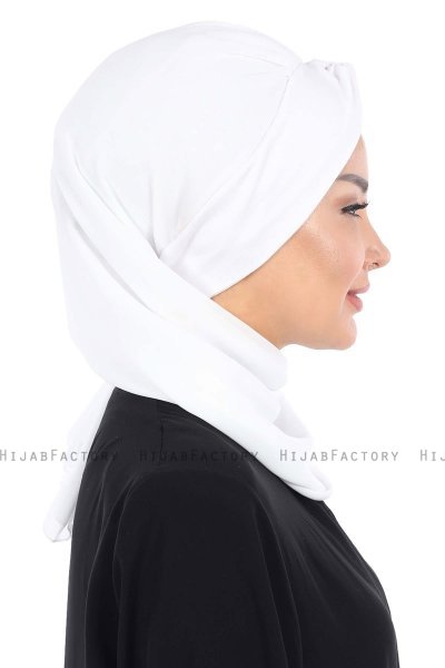 Gill - White & White Chiffon Turban