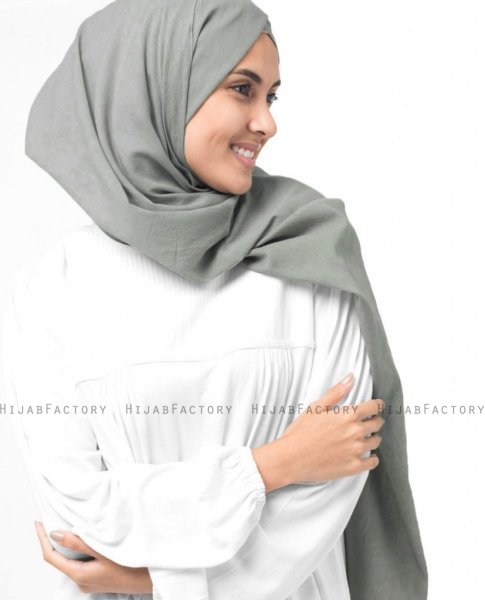 Green Ash - Grön Bomull Voile Hijab 5TA35a
