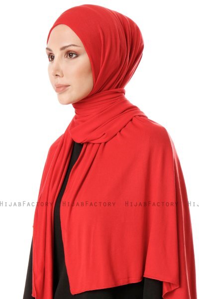 Hande - Red Cotton Hijab - Gülsoy