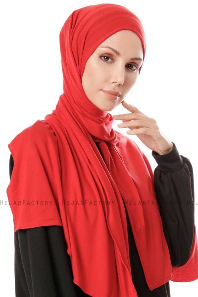 Hande - Red Cotton Hijab - Gülsoy
