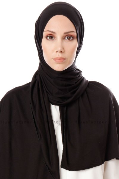 Hande - Black Cotton Hijab - Gülsoy