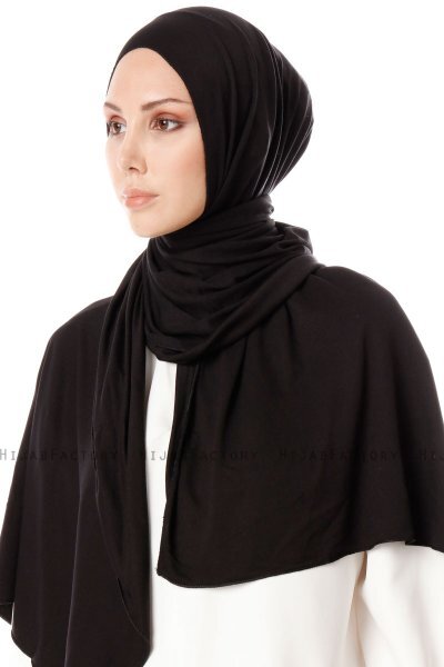 Hande - Black Cotton Hijab - Gülsoy
