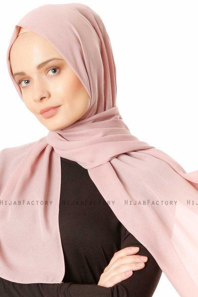 Hazal - Dusty Pink Crepe Hijab - Ecardin