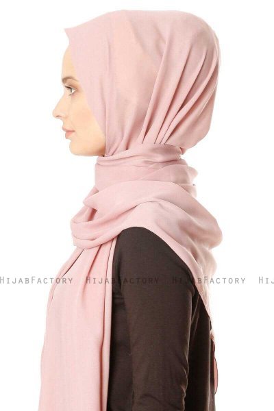 Hazal - Dusty Pink Crepe Hijab - Ecardin