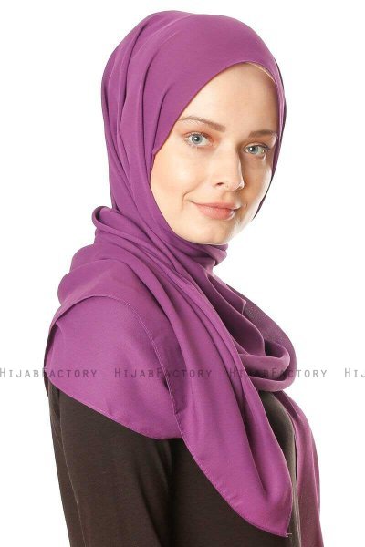 Hazal - Purple Crepe Hijab - Ecardin