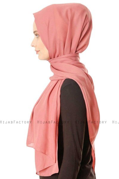 Hazal - Brick Red Crepe Hijab - Ecardin