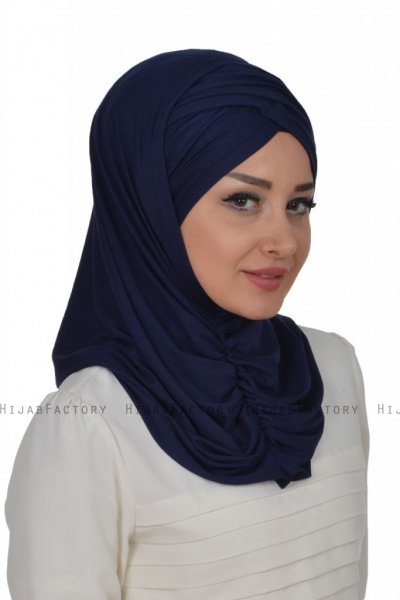 Hilda - Navy Blue Cotton Hijab